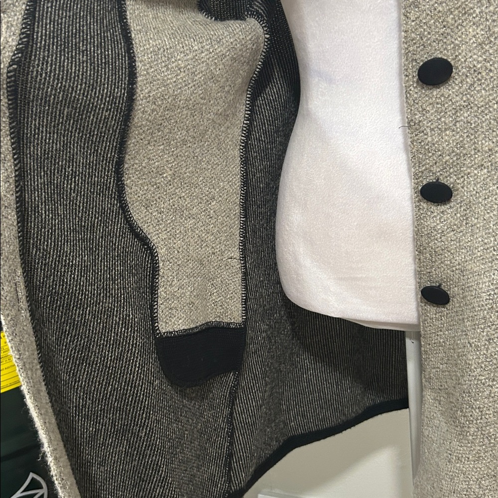 Vintage Toro Boiled Wool Blend A-Line Car Coat Grey Black Trim Size M - Picture 7 of 12